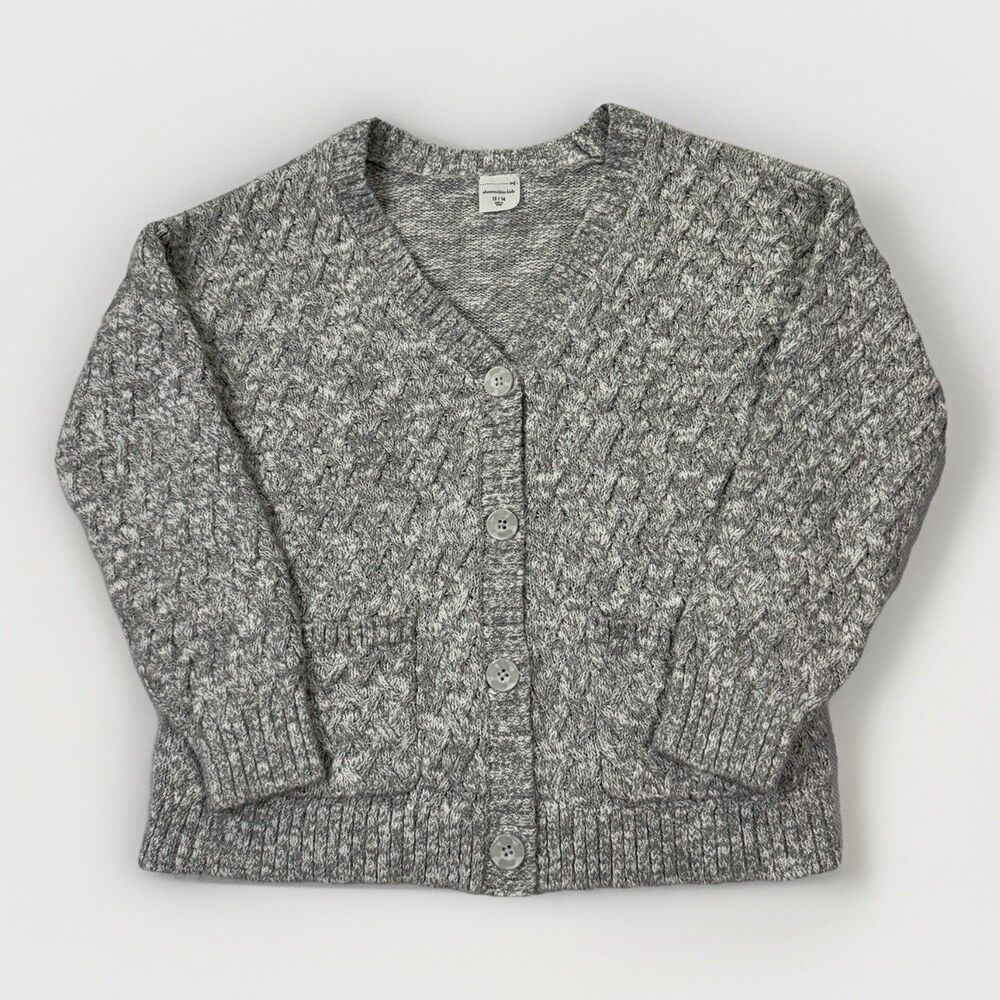 Abercrombie & Fitch Kids Girls 13/14‎ Cozy Grey Knit Cardigan Cable Knit Comfort